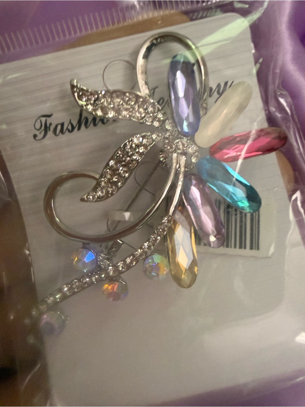 Crystal Floral Multicolor Rhinestone Brooch